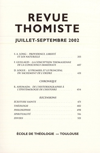 Emprunter Revue thomiste N° 3/2002, juillet-septembre 2002 livre