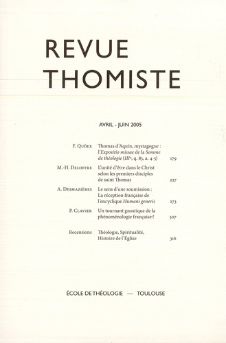 Emprunter Revue thomiste N° 2/2005 livre