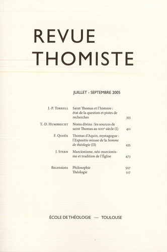 Emprunter Revue thomiste N° 3/2005, juillet-septembre 2005 livre