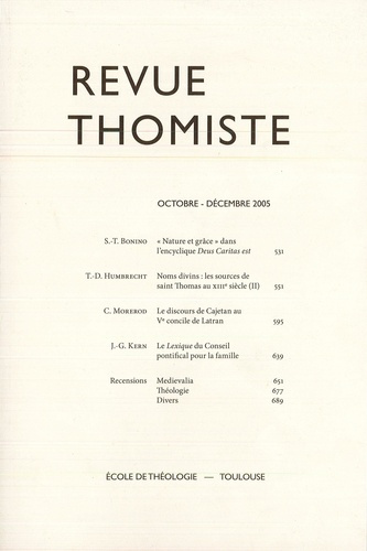 Emprunter Revue thomiste N° 4/2005 livre