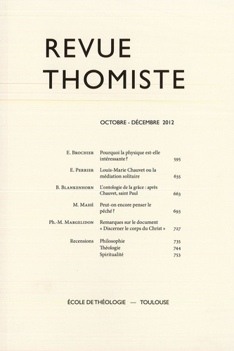 Emprunter Revue thomiste N° 4/2012, octobre-décembre 2012 livre