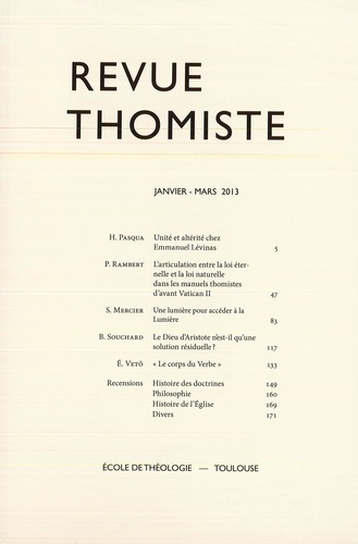 Emprunter Revue thomiste N° 1/2013, janvier-mars 2013 livre