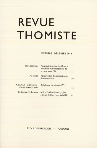 Emprunter Revue thomiste N° 4/2014, octobre-décembre 2014 livre