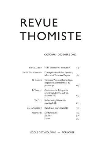 Emprunter Revue thomiste N° 4/2020, octobre-décembre 2020 livre