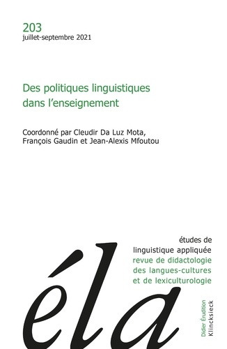 Emprunter Études de linguistique appliquée - N°3/2021. Des politiques linguistiques dans l’enseignement livre