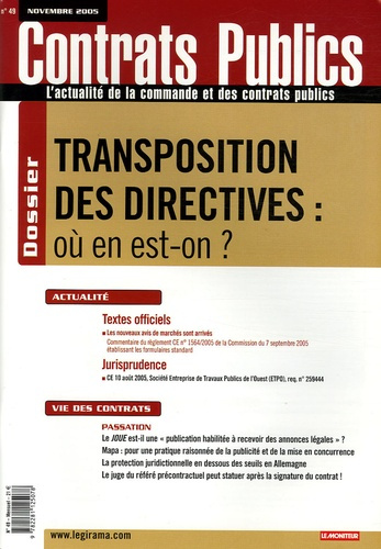 Emprunter Contrats publics N° 49, Novembre 2005 livre