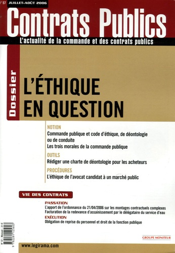 Emprunter Contrats publics N° 57, Juillet-Août 2006 : L'éthique en question livre