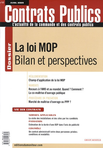 Emprunter Contrats publics N° 87, Avril 2009 : La loi MOP. Bilan et perspectives livre