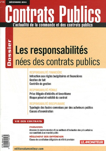Emprunter Contrats publics N° 116, décembre 2011 : Les responsabilités nées des contrats publics livre