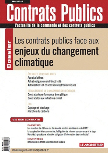 Emprunter Contrats publics N° 121, Mai 2012 : Les contrats publics face aux enjeux du changement climatique livre