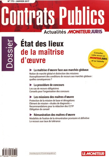 Emprunter Contrats publics N° 172, janvier 2017 : Etat des lieux de la maîtrise d'oeuvre livre