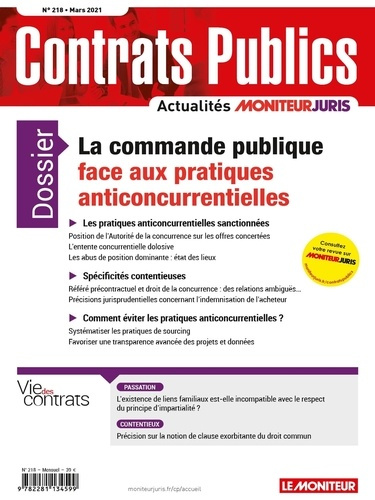 Emprunter Contrats publics N° 218, mars 2021 : La commande publique face aux pratiques anticoncurrentielles livre