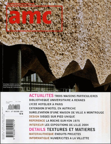 Emprunter AMC N° 147, Novembre 2004 : Textures et matières livre