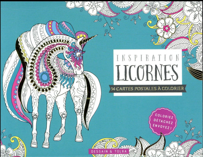 Emprunter Inspiration licornes. 14 cartes postales à colorier livre