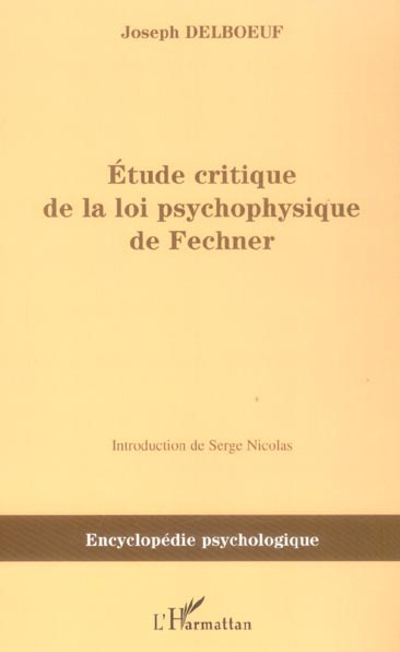 Emprunter Etude critique de la loi psychophysique de Fechner livre