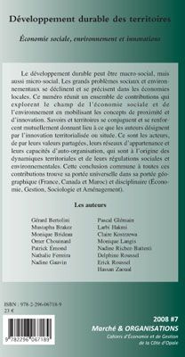 Emprunter Marché et Organisations N° 7 : Développement durable des territoires. Economie sociale, environnemen livre