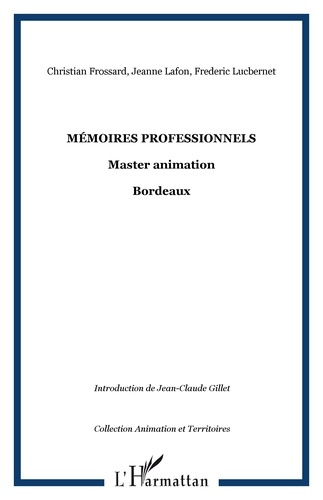 Emprunter Mémoires Professionnels. Master Animation livre