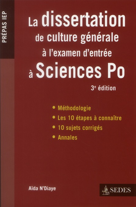 Emprunter La dissertation de culture générale à l'examen d'entrée à Sciences Po. 3e édition livre