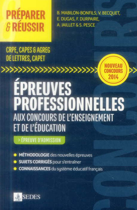 Emprunter Réussir les nouvelles épreuves professionnelles aux concours de l'enseignement. CRPE/CAPES/Agrégatio livre