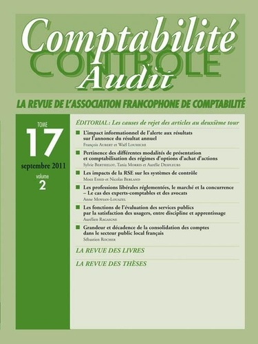 Emprunter Revue Comptabilité, Contrôle, Audit Volume 17 Tome 2 livre
