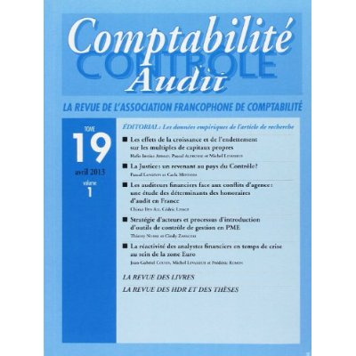 Emprunter Revue Comptabilité, Contrôle, Audit, Volume 19, Tome 1 livre