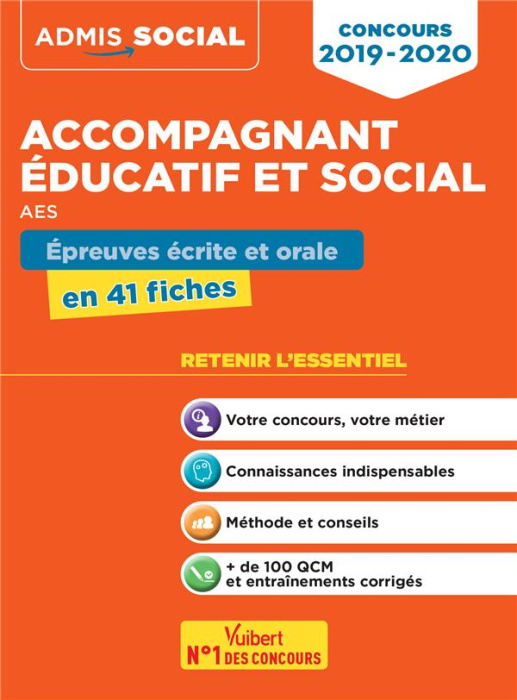 Emprunter Concours Accompagnant éducatif et social AES. Epreuves écrite et orale en 41 fiches, Edition 2019-20 livre