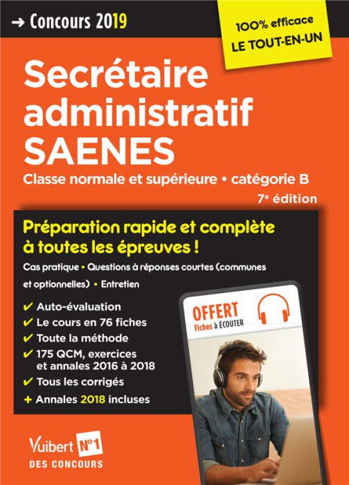 Emprunter Concours secrétaire administratif SAENES. Classe normale et supérieure catégorie B, Edition 2019 livre