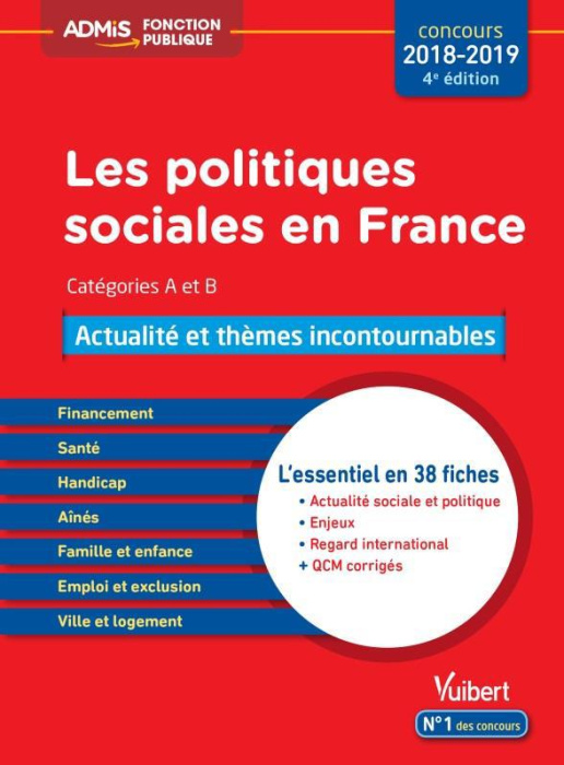 Emprunter Politiques sociales. Cours, actualité et QCM, Concours de catégories A et B, Edition 2018-2019 livre