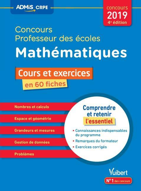 Emprunter Concours Professeur des écoles. Mathématiques en 60 fiches, Edition 2019-2020 livre
