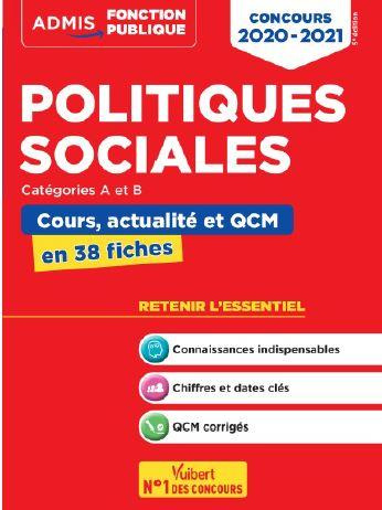 Emprunter Politiques sociales catégories A et B. Cours, actualité et QCM en 38 fiches, Edition 2020-2021 livre