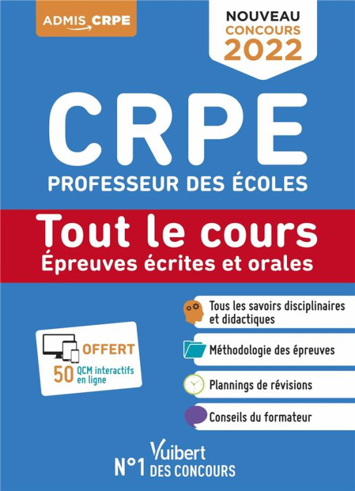 Emprunter CRPE Professeur des écoles. Tout le cours - Epreuves écrites et orales, Edition 2022 livre