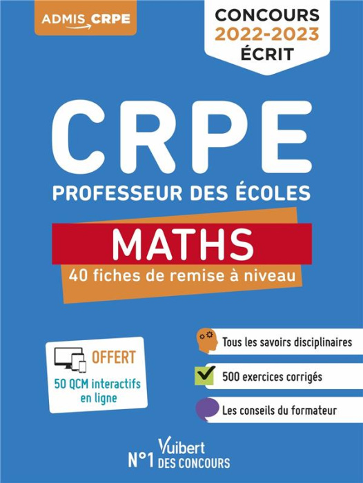 Emprunter CRPE Professeur des écoles. 40 fiches de remise à niveau, Edition 2022-2023 livre