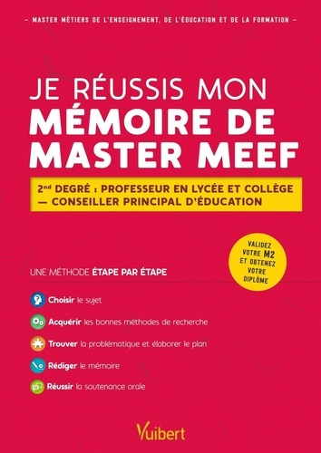 Emprunter Je réussis mon mémoire de Master MEEF. 2nd degré : professeur en lycée et collège - conseiller princ livre
