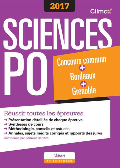 Emprunter Sciences PO. Concours commun Bordeaux Grenoble, Edition 2017 livre