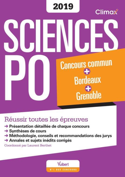 Emprunter Sciences Po. Concours commun Bordeaux Grenoble, Edition 2019 livre