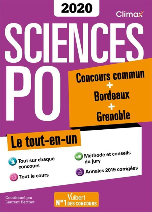 Emprunter Sciences Po. Concours commun Grenoble, Edition 2020 livre