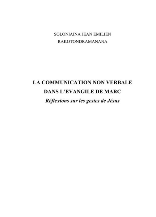 Emprunter La communication non verbale dans l'évangile de Marc. Réflexions sur les gestes de Jésus livre