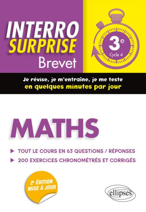 Emprunter Maths 3e Cycle 4 Brevet. Tout le cours en 63 questions/réponses et 200 exercices chronométrés et cor livre
