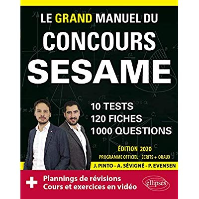Emprunter Le grand manuel du concours SESAME. 10 tests, 120 fiches, 1000 questions, Edition 2020 livre
