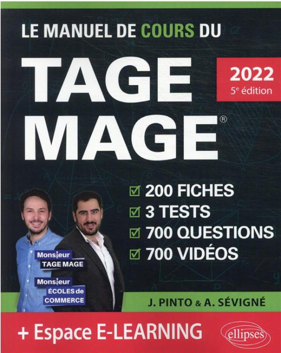 Emprunter Le manuel de cours du TAGE MAGE. 200 fiches, 3 tests, 700 questions, 700 vidéos, Edition 2022 livre