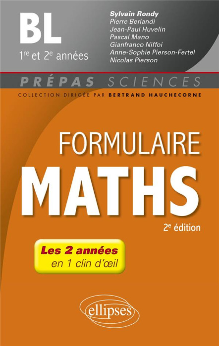 Emprunter Formulaire Maths BL 1re et 2e années. 2e édition livre
