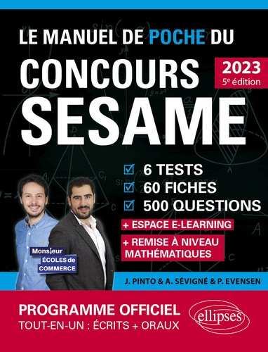 Emprunter Le manuel de poche du concours SESAME. 6 tests, 60 fiches, 60 vidéos, 500 questions, Edition 2023 livre