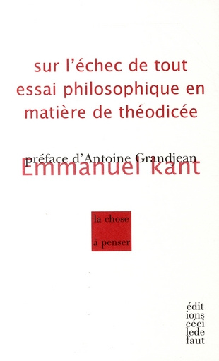 Emprunter Sur l'échec de tout essai philosophique en matière de Théodicée livre