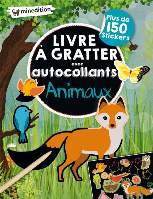 Emprunter Livre à gratter avec autocollants Animaux. Avec 1 crayon en bois, plus de 150 stickers livre