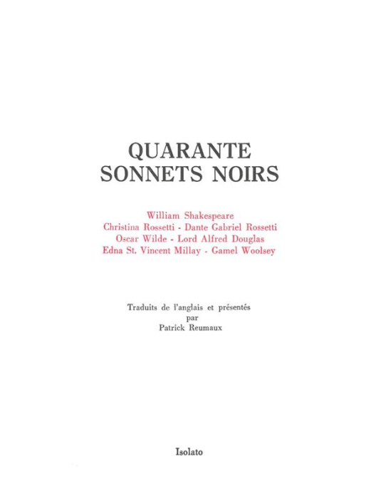 Emprunter Quarante sonnets noir livre