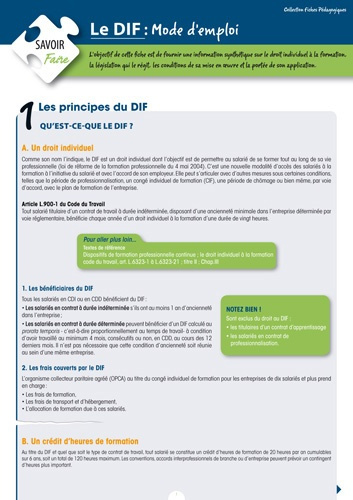 Emprunter DIF : mode d'emploi livre