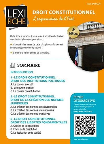 Emprunter Droit constitutionnel. L'organisation de l'Etat, 2e édition livre