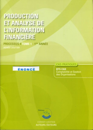 Emprunter PRODUCTION ET ANALYSE DE L'INFORMATION FINANCIERE T1. POCHETTE ENONCE. PROCESSUS livre