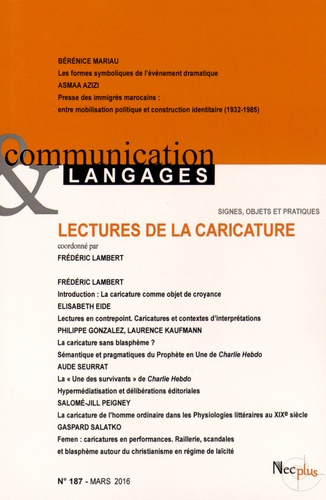 Emprunter Communication et Langages N° 187, mars 2016 : Lectures de la caricature livre