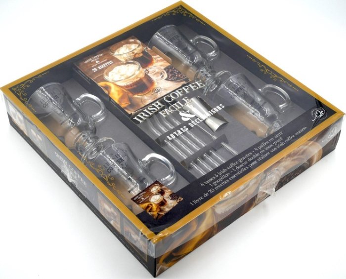 Emprunter Irish Coffee facile & autres déclinaisons. Coffret avec 4 tasses à Irish Coffe gravées, 4 pailles en livre